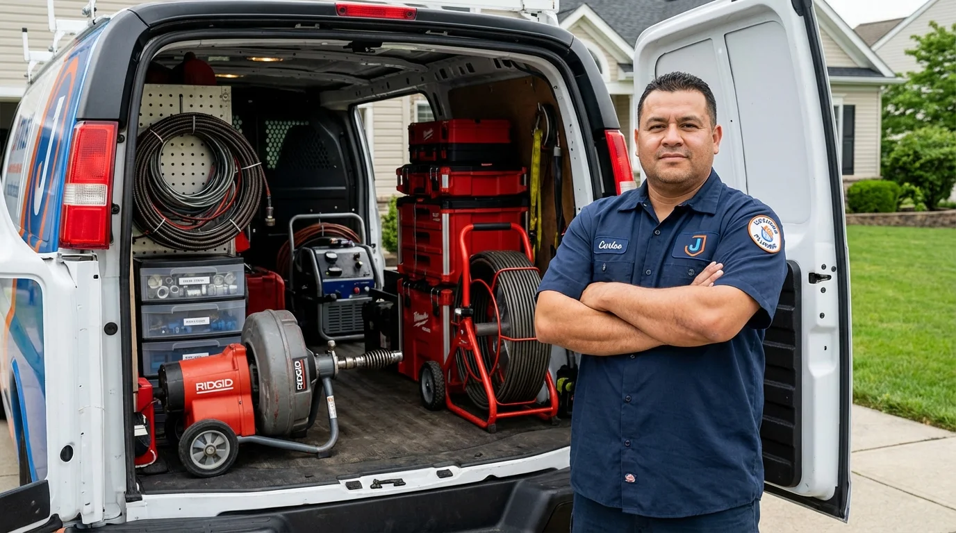 Professional drain cleaning equipment and Johns Plumbing LLC plumber in Oak View