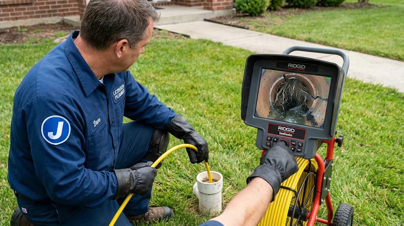 Sewer camera inspection being performed by Johns Plumbing LLC in Oak View