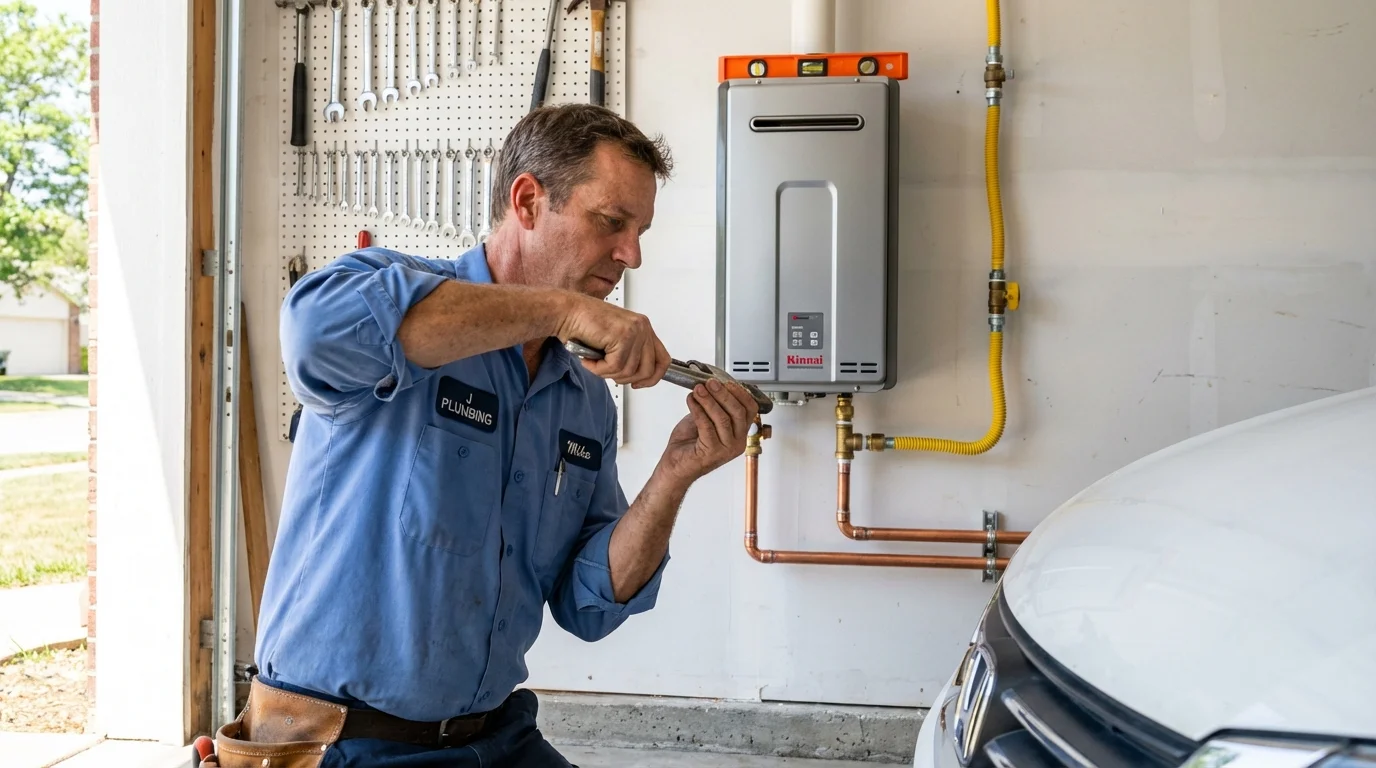 Tankless water heater installation by a Johns Plumbing LLC plumber in Oak View